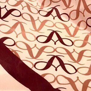 SM Kent Japan Script Print Scarf Women's Retro Vintage Tan Brown 26" x 27"